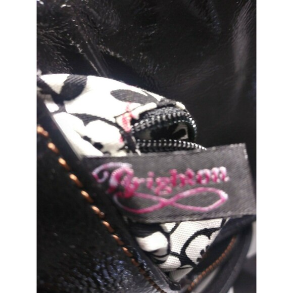 Brighton Patent Leather Crossbody Bag Flap over Purse Sunflower Details - Picture 5 of 7